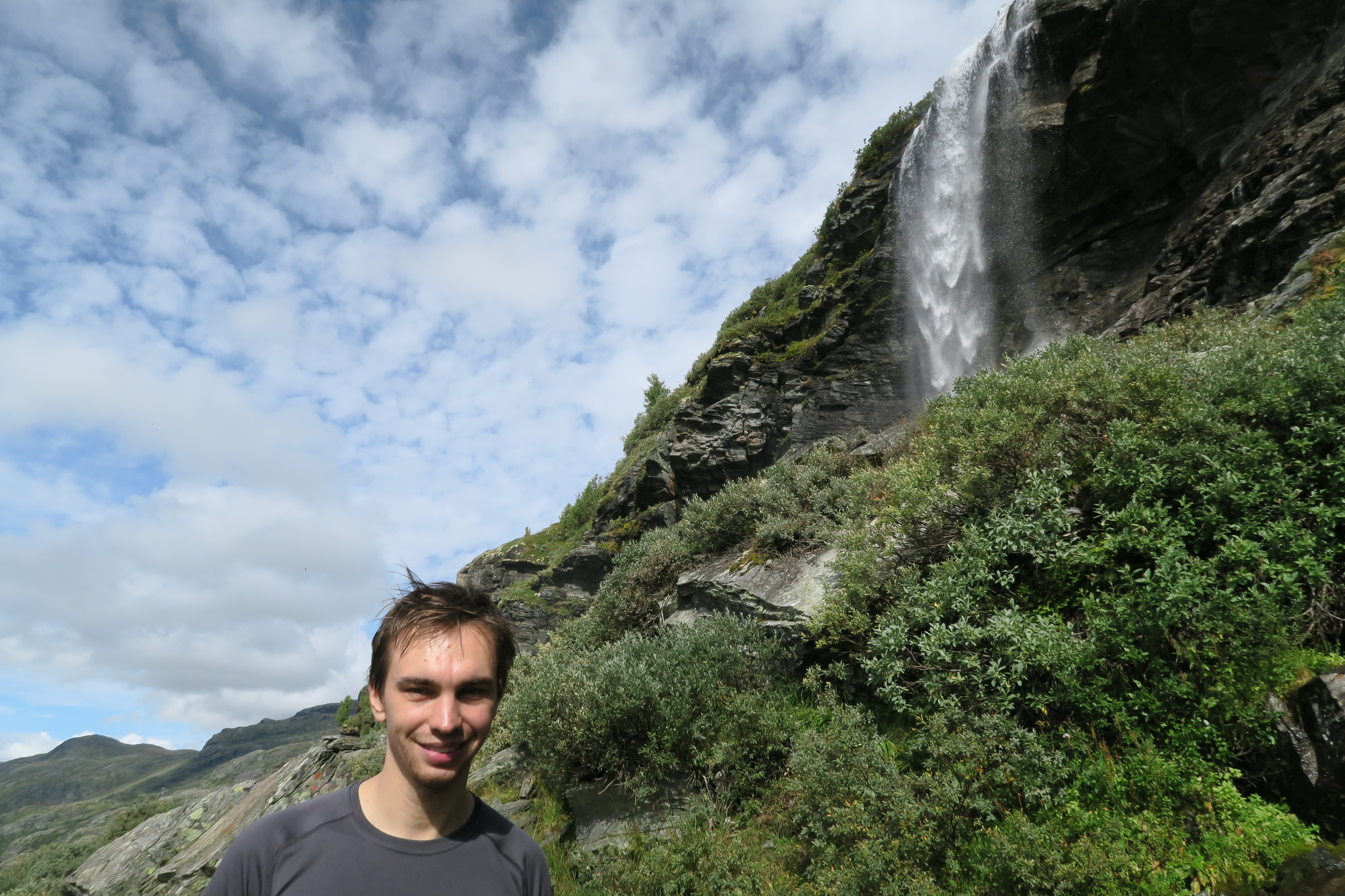 Hiking past waterfalls on day four